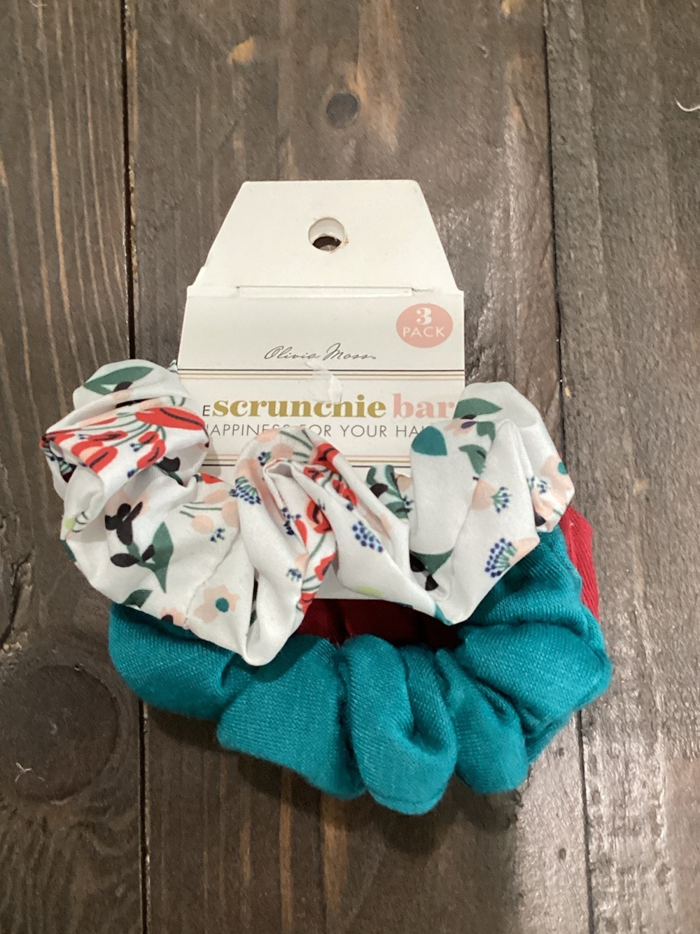 Olivia Moon Teal, Red and Floral 3-Pack‎ Scrunchies
